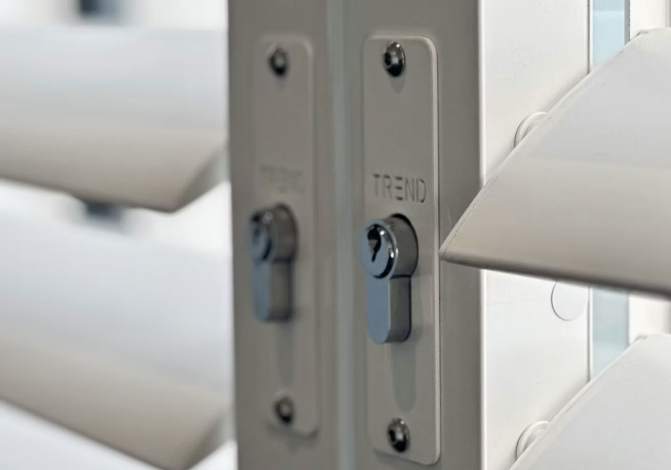 Trend Shutters lock cylinders on aluminium shutter panels